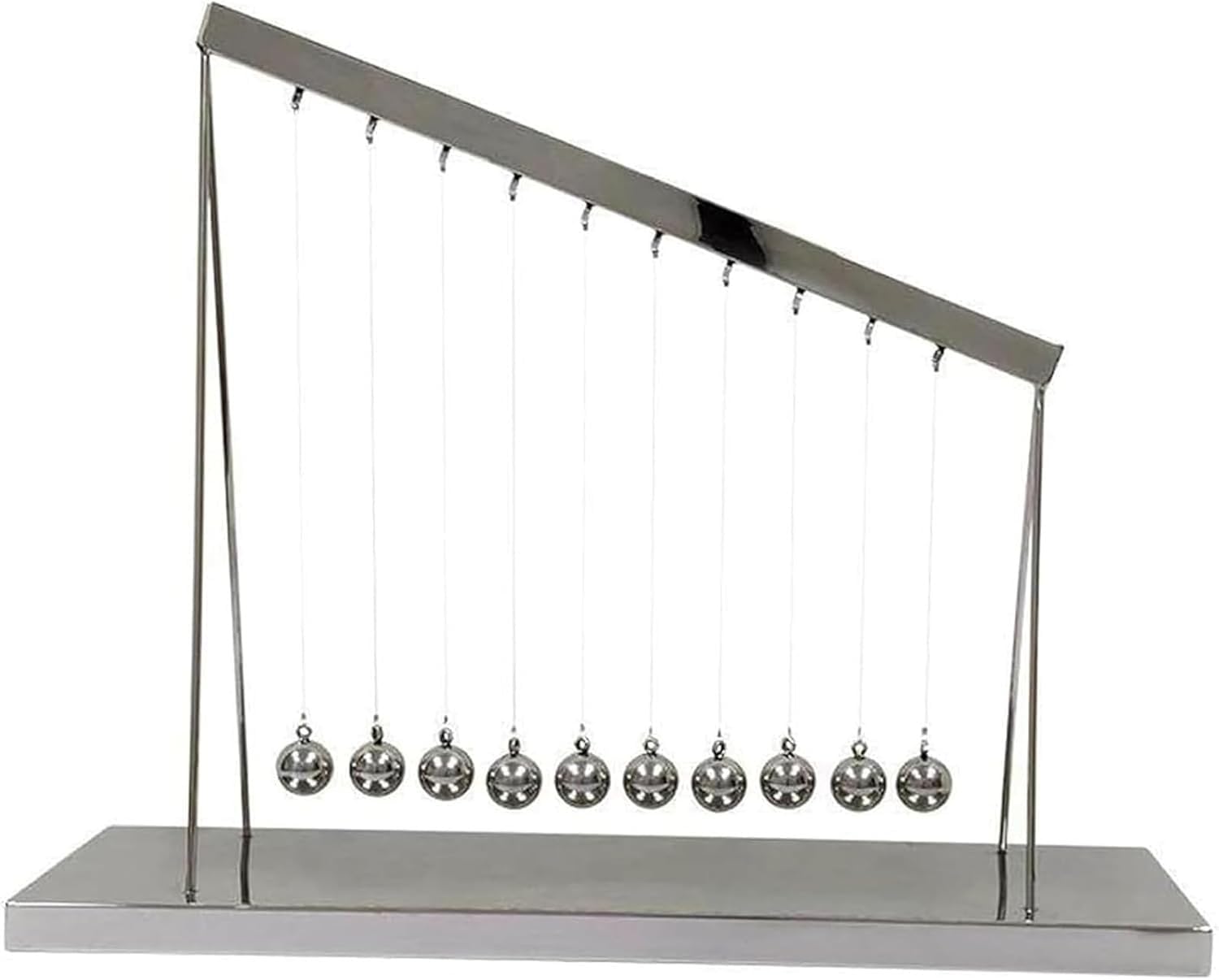 Balance Balls Urządzenie demonstracyjne kinetycznej fizyki orbitalnej, duża kołyska Newtona z 10 metalowymi kulkami, do domu biurowego, prezent edukacyjny z zakresu fizyki oszczędzania energii(Silver)