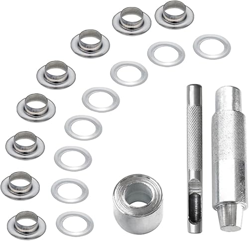Miniatura 6 de 170 juegos de ojales de costura de 1/4 de pulgada de acero inoxidable con arandelas para zapatos, núcleos de cuentas, ropa, cuero, lienzo, pancarta