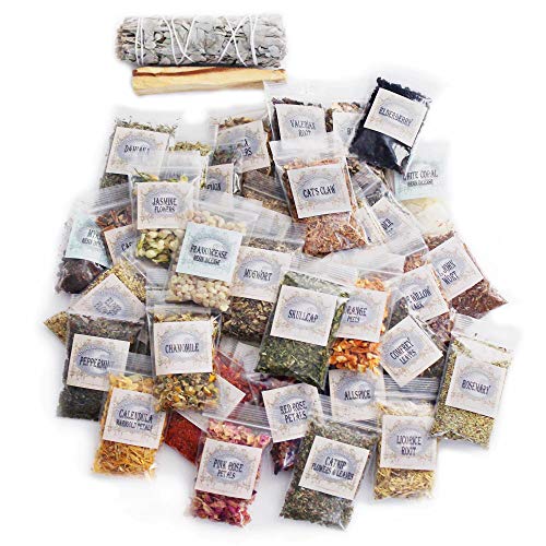 Witchcraft Herbs Kit | 60 Herbs for Witchcraft | Hoodoo Herb and Root Magic | Witch Herbs | Rituals | Wiccan Herbs | Dried Herbs and Flowers for Spells | Spell Kit Supplies Set | Herb Sampler Kit