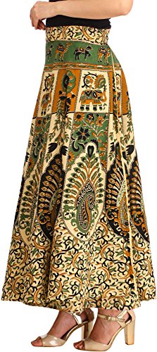 Cream Floral Printed Wrap-Around Long Skir2