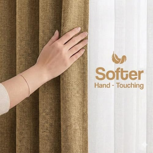 Image of FRESH FROM LOOM Jute Light Block 8 ft Parde | 8 ft Door Curtains for Slider Track | Non-Ring Curtains | Non-Ring Curtains | S-Wave Pleat | Door parda | Parde (Size - 8ft, Natural Jute, 2pc)
