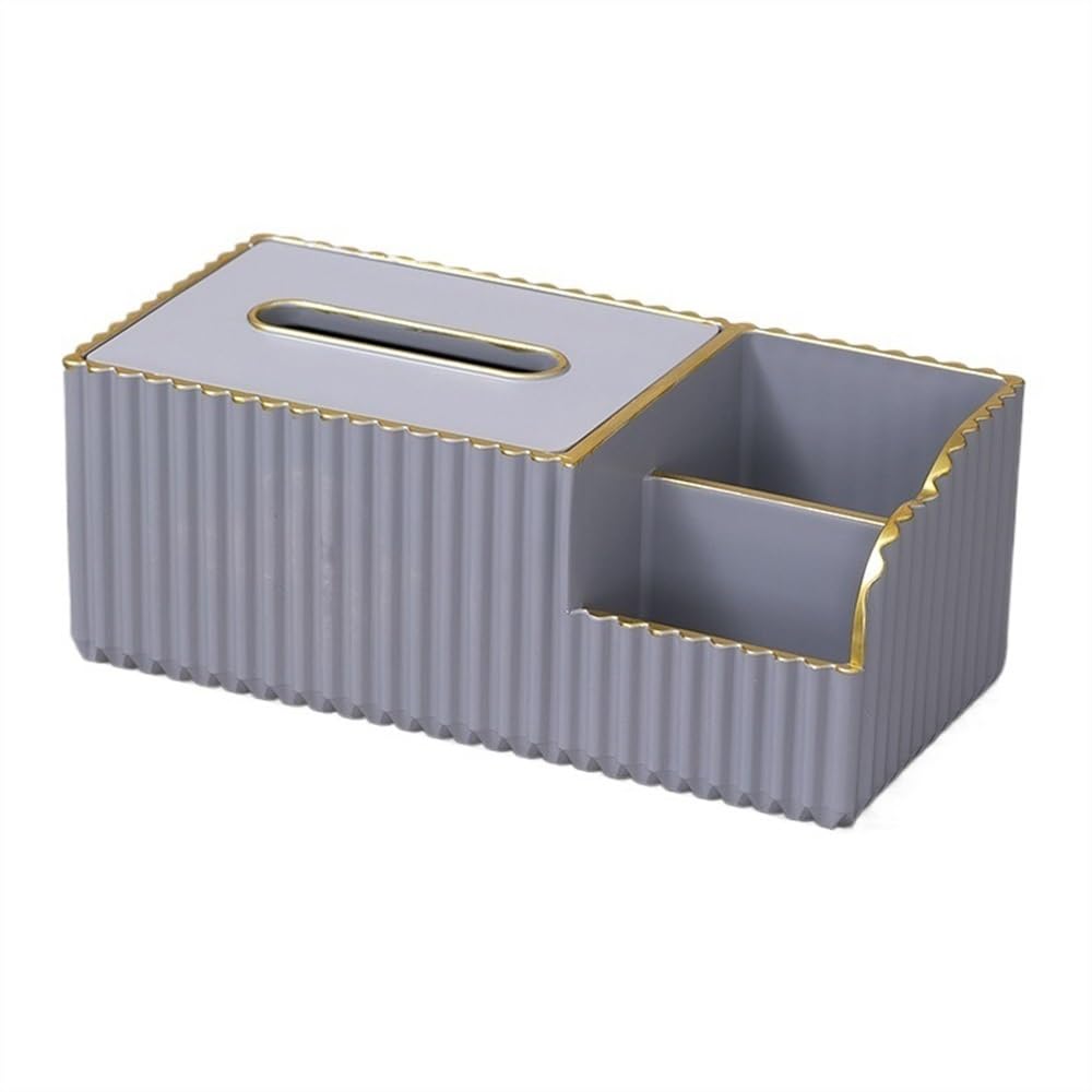 Tissue Case Multi-function Tissue Dispenser Rectangular Chinese Desktop Holder for Home Bathroom Living Room (Multi-colour available) Tissue Dispenser(Gris)