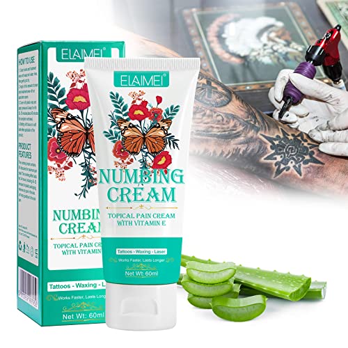 Tattoo Numbing Cream 2.12 Oz, Painless Numbing Cream Before Tattooing, Natural Multipurpose Numbing Cream For Waxing, Piercing, Microneedling, Fast-Acting & Lasts 6-8 Hours Maximum Strength #TOP4