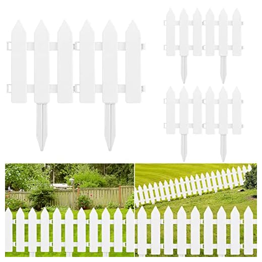 ELECLAND 6 Pieces White Plastic Garden Fence With Insert - Picket Fence Edgings for Lawn, Flowerbeds, Plant Borders - Decorative Yard