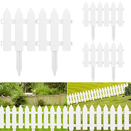 ELECLAND White Plastic Garden Fence with 22 Pieces, Picket Fence Edgings for Lawn, Flowerbeds, Plant Borders, Decorative Yard