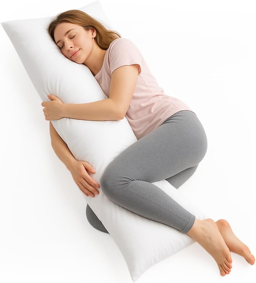 Rohi Ultra Soft Full Body Pillow 5ft – Long Bolster Pillow for Adults, Maternity & Pregnancy Support – Back and Side Sleepers Body Cushion with Polycotton Cover and Soft Polyester Filling (60" x 20")