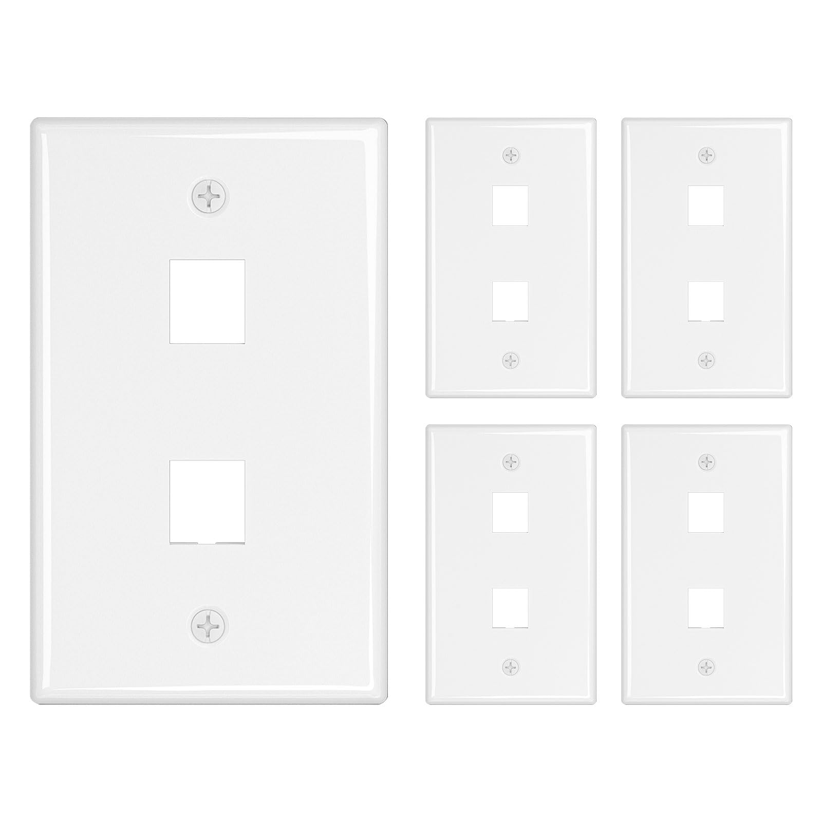iwillink 2-Port Keystone Wall Plate, 5-Pack White