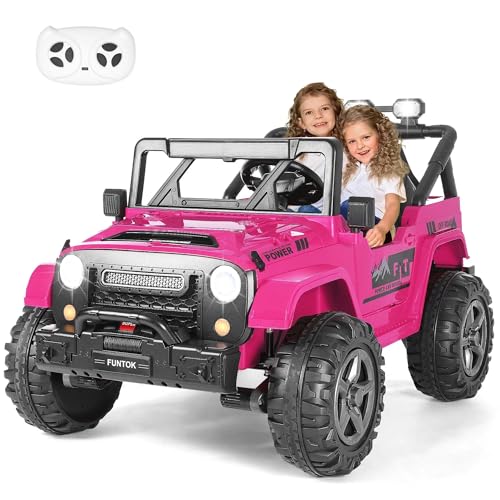 FUNTOK 24V 2 Seater Ride On Toys for Big Kids, XL 4WD Kid's...