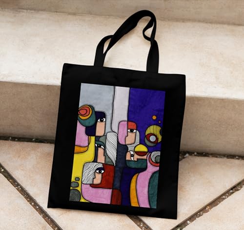 Image of TrendoPrint Canvas Tote Bags for Women with Zip, College Bag for Girls, 100% Organic Cotton Tote Bag for Shopping, Travel & Beach