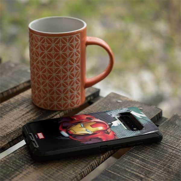 Skinit Decal Phone Skin Compatible with OtterBox Defender Galaxy S10 - Officially Licensed Marvel Avengers Assemble Iron Man Design