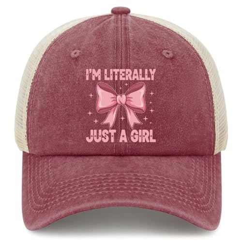 I'm Literallys Just A Girl Pinks Bow Ribbon Golf Hats Cycling Cap for Men