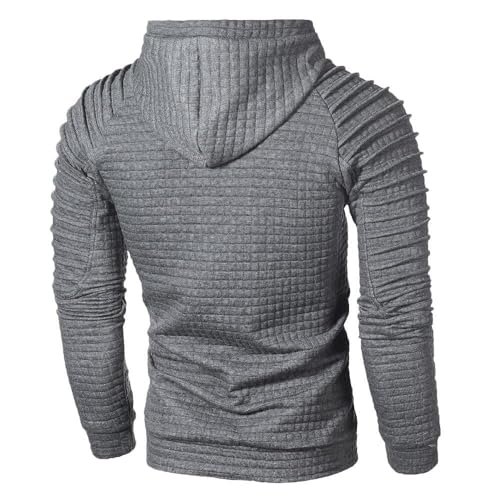 Mens Hoodies Pullover Casaul Long Sleeve Waffle Knit Hooded Sweatshirts Drawstring Sweatshirt for Men with Pocket2
