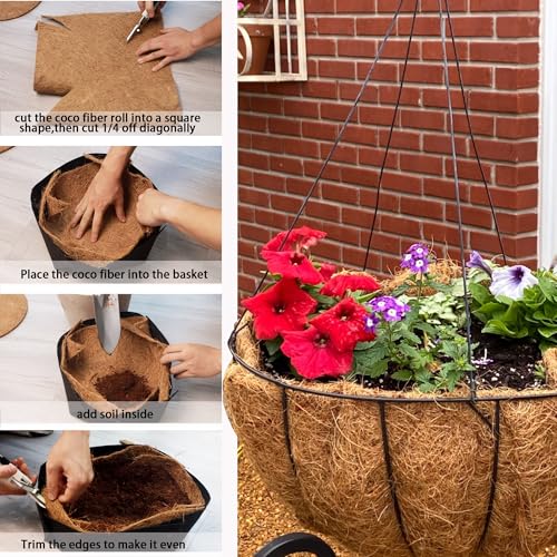 Coco Liner Roll 16x40 inch -Natural Coconut Fiber Mat for Hanging Baskets,Planter Window Box, Garden Decoration, Animal Pet Pad Liner - Thumbnail 4