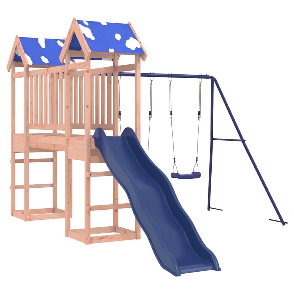 vidaXL Set da Gioco da Esterno in Legno Massello di Douglas, Set da Gioco, playset, casetta con Scivolo, Set da Gioco in Legno