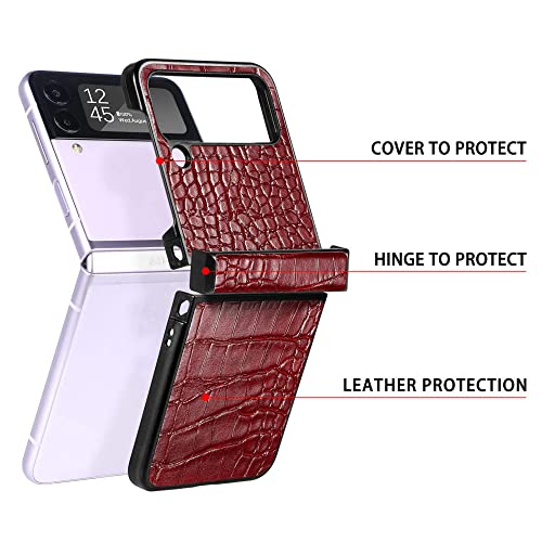 Coque Samsung Galaxy Z Flip 4 et 3 rouge à imprimé crocodile - 5
