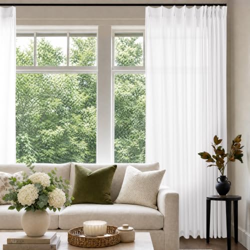 DUKIYO Pinch Pleated Linen 102 Inch Curtain 72 Inch Width Light Filtering