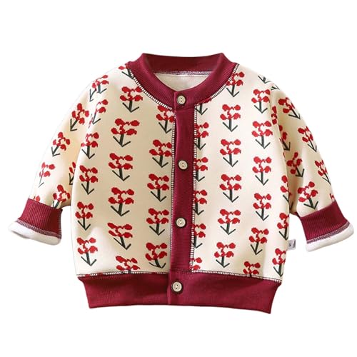 Girl's Button Down Cardigan Comfortable and Warm Long Sleeve Fall Cute Cardigan Print Jacket