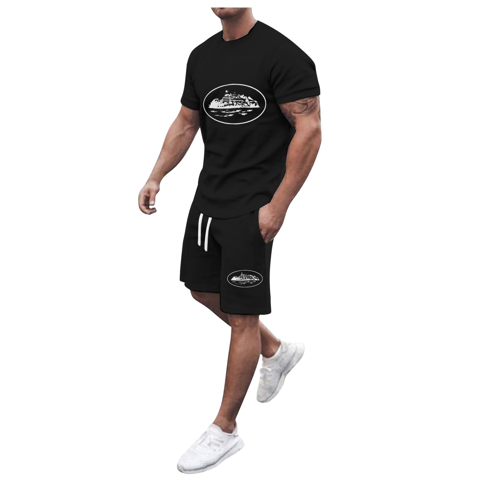 Generic Corteiz Traje Corteiz para hombre Chándal Tracksuit Ocio Conjunto Chándal Deportivo Traje de 2 piezas Verano Ligero Unisex Jogging Traje Casual