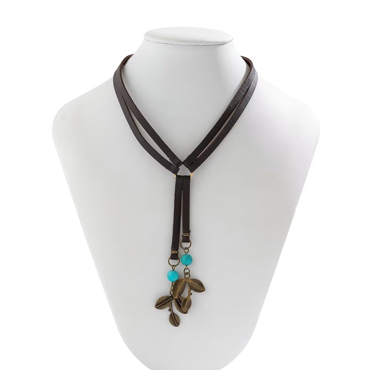 Vintage Negro Marrón Gargantilla Colgante Turquesa Boho Cuero Terciopelo Accesorios