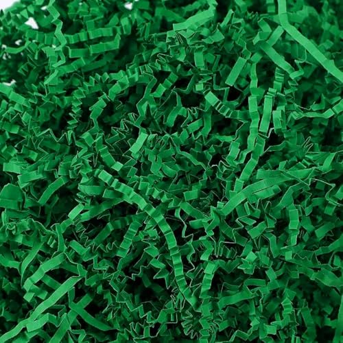 UoeRing Crinkle Cut Paper Shred Filler-4 OZ-Green Shredded Paper for Gift Wrapping Baskets Bag Easter Grass Gift Boxes Filler
