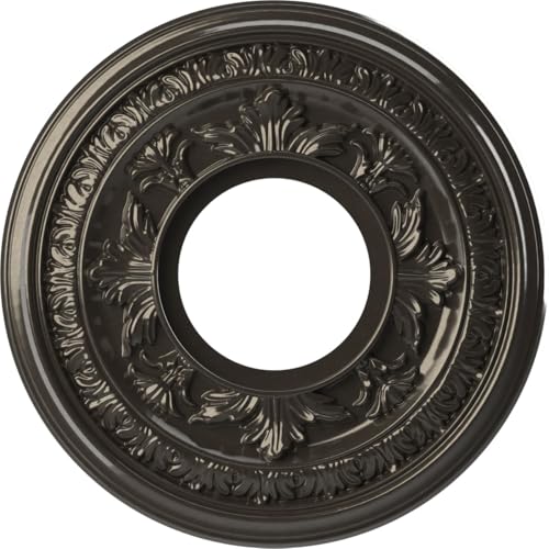 Image of Ekena Millwork CMP10BACCH Baltimore Thermoformed PVC Ceiling Medallion (Fits Canopies up to 4 1 /4 inch), 10 inchOD x 3 1 /2 inchID x 3 /4 inchP, Metallic Charcoal
