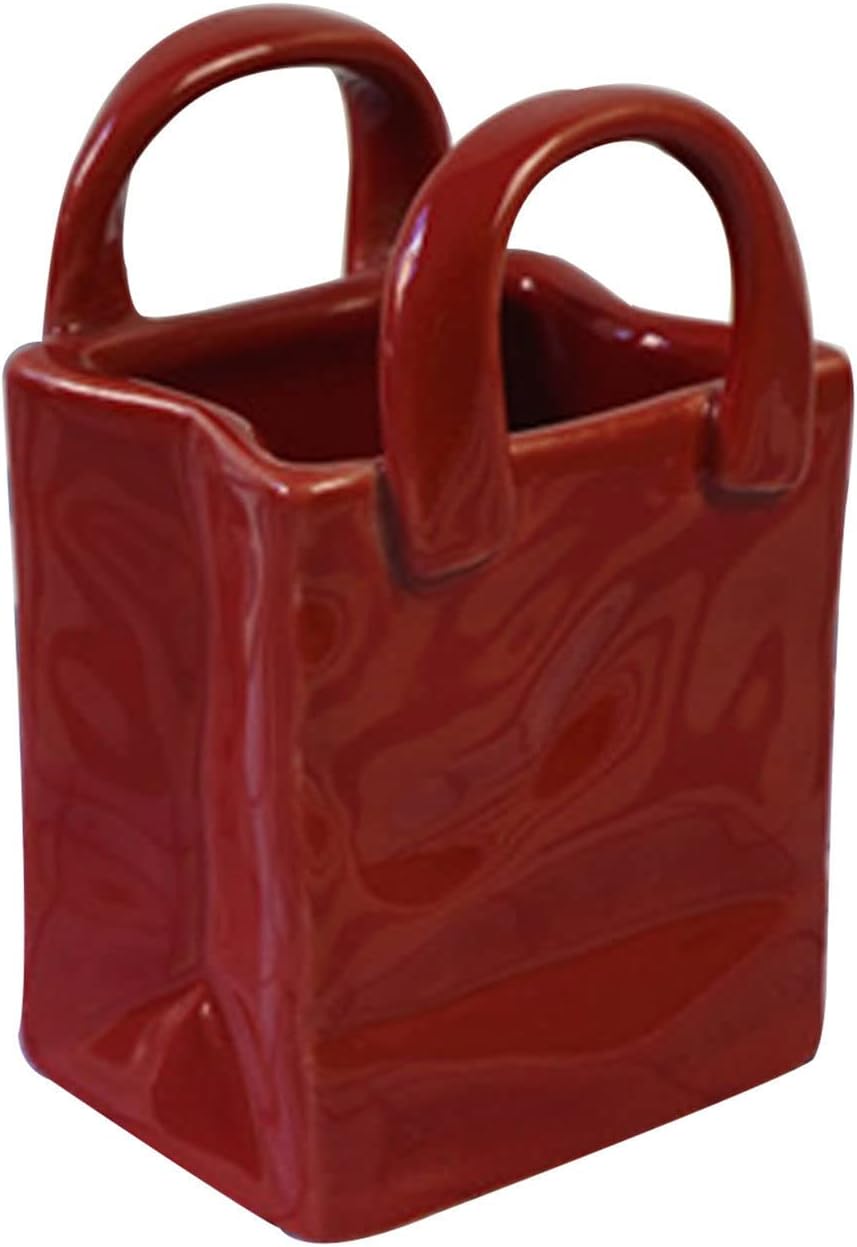 MaikOn Ceramic Sugar Bowl, European Art Sugar Pot, Bag Shape Sugar Bowl Without Lid, Sugar Storage Jar, Salt Container Spice Jar, Home Decoration-Dark Red-Square (Color : Dark Red, Size : Square)