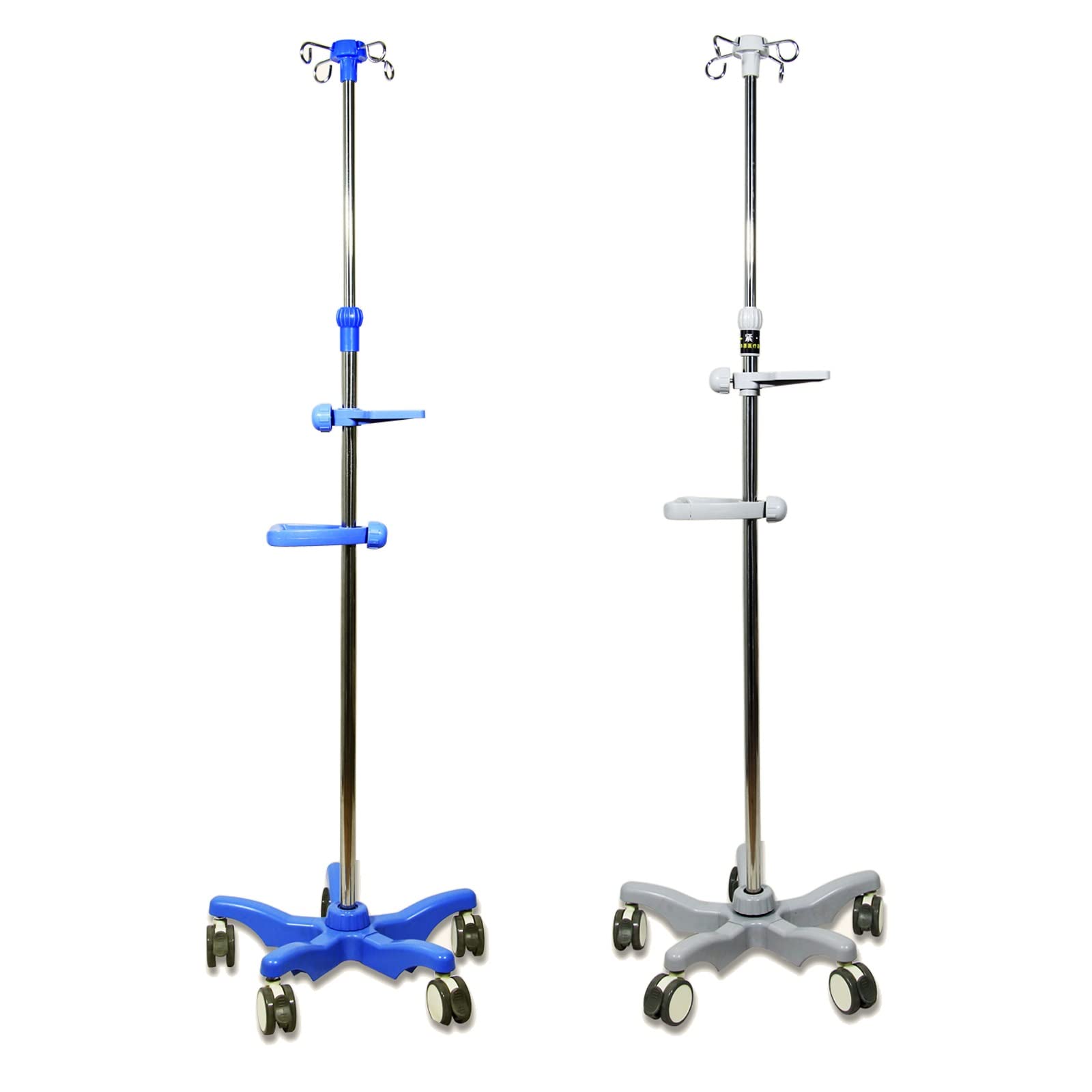 1Pcs Asta Flebo in Acciaio Inossidabile con Ruote Aste Mediche Portaflebo A Rotelle per IV, Asta per Flebo, Supporto per Flebo Portatile, per Ospedali E Famiglie (Color : Gray)