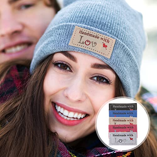 DOITOOL 100pcs Handmade with Love Tags Fabric Labels Tags Personalized Sewing Labels Sew on Clothing Heart Pattern Label for Knitting Quilting Garment DIY Craft - Image 3