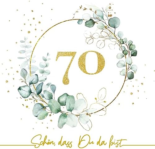 20 Servietten Schön Dass Du Da Bist Gold Um Eukalyptus Weiß Für - Foto 7