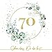 Produktbild 20 Servietten 70. Geburtstag Eukalyptus als Tischdeko mit Spruch Schön, dass Du da bist. Deko Papierservietten Geburtstag Frau Mann Zahl 70 gold mit Motiv Jubiläum 33x33cm