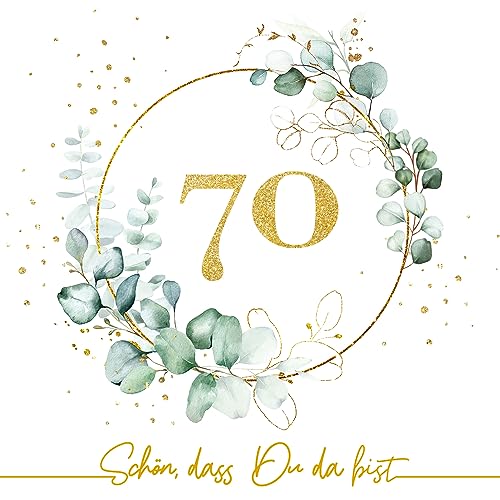 20 Servietten 70. Geburtstag Eukalyptus als Tischdeko mit Spruch Schön,...