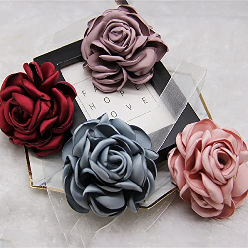 Seven Wolves Women's Felt Fedora Hat Wool Panama Hat Wide Brim Fedoras Jazz Hat With Flower Brooches For Wedding/Party/Church/Formal Occasion, 2-Army Green Pink #TOP6