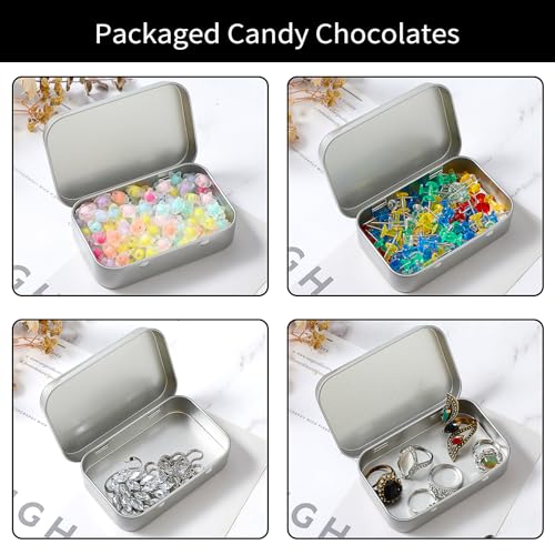 Ouligay Metalldöschen Blechdose Silber Metal Tin Mini Aufbewahrungsbox Metall Boxen Metalldosen aus Metall mit Deckel Minibox Organizer für Zuhause Sügigkeiten und Kleinen Gegenständen