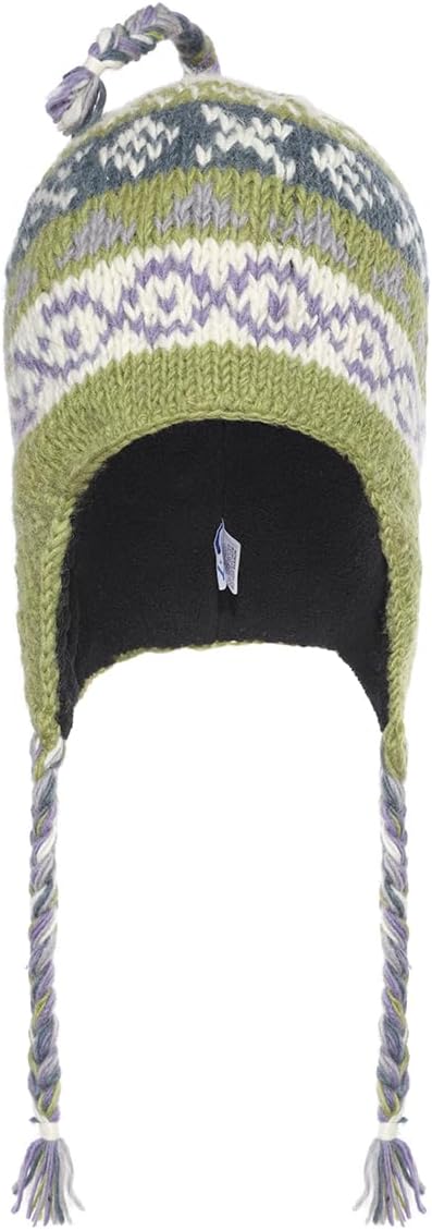 THE COLLECTION ROYAL Woolen Fleece Lined Fair Isle Knitted String Ear Flap Beanie Sherpa Christmas Beanie Hat