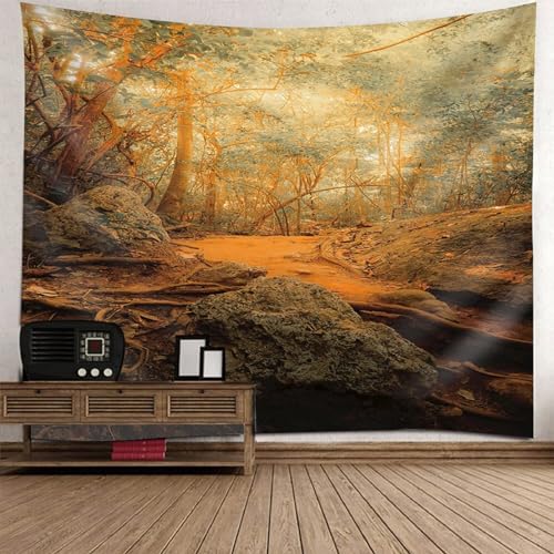 Tapisserie murale paysage naturel marron 150x150 tissu déco salon chalet