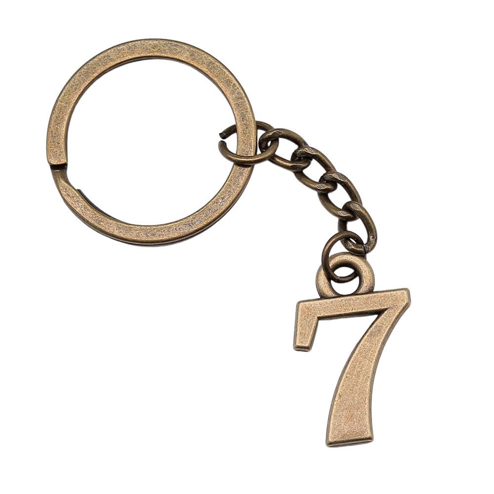 Wysiwyg Unisex A01-1Pcs-26X16mm 1Pcs 26X16mm Number 7 Charms Keyrings Antique Bronze Color Zinc Alloy Ring Size 28Mm
