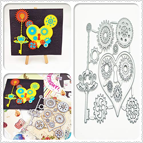 WuLi77 Carbon Steel Cartoon Gear Heart Metal Cutting Dies for Card Making, Embossing Stencil for Scrapbooking DIY Album Paper Card Art Craft Decor steampunk buy now online