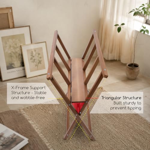 Image of MEEDEN Art Storage Print Rack: Folding Beech Wood Display Rack for Artwork | Art Drying Rack for Posters, Canvas Boards, Prints, Panels, Art Organizer Rack for Artist Studio Office Home Gallery, Walnut
