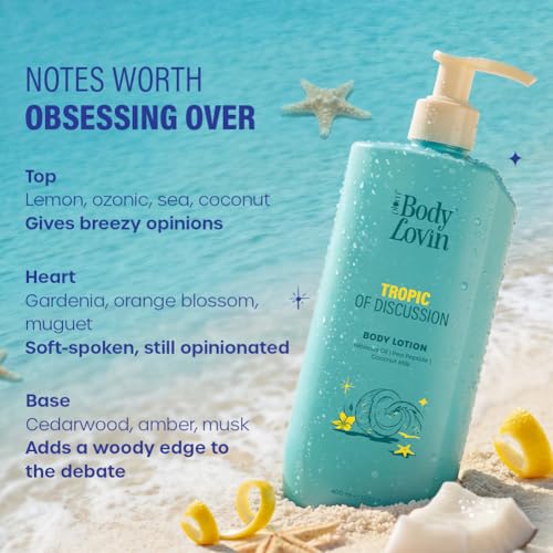 Image of Plum BodyLovin' Tropic Of Discussion Body Lotion | Firming & Tightening Body Lotion | Lightweight Hydration | Hibiscus Oil, Pea Peptide & Coconut Milk | Fresh Tropical Fragrance | 400 ml