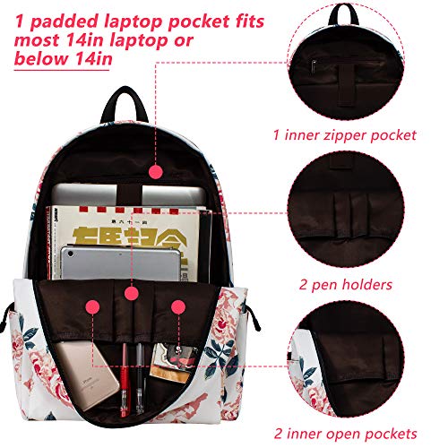 Image of Leaper Fashion Water Resistant School Backpack for Girls 14Inch Laptop Beige