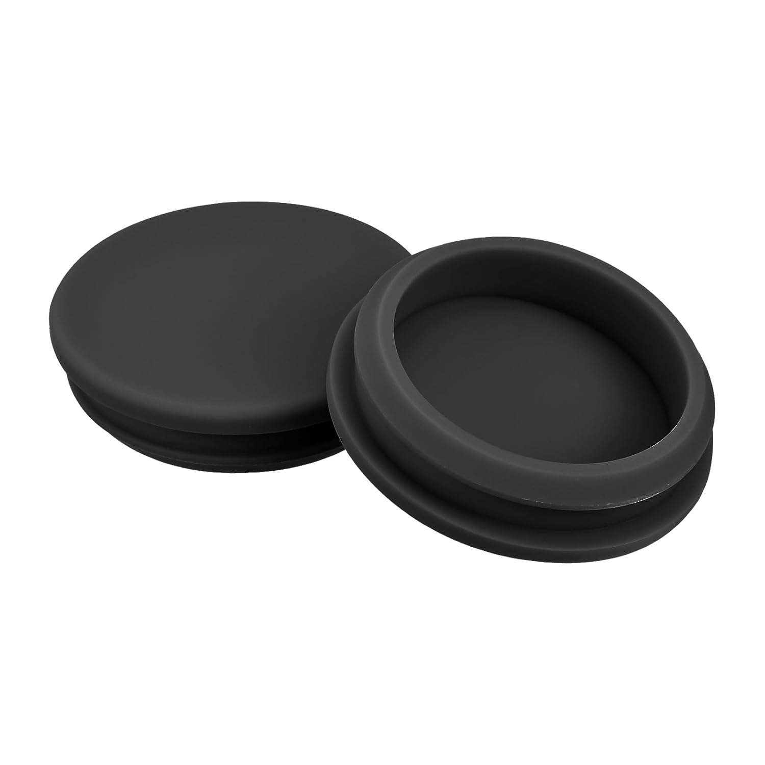 MECCANIXITY 2pcs Silicone Snap in Locking Hole Plugs,44.6mm/1.8 Inch Mounting Diameter Narrow Groove Width 5mm Panel Seal Cover Round for Kitchen Bulkheads Waterproof Sealing Plugs Black