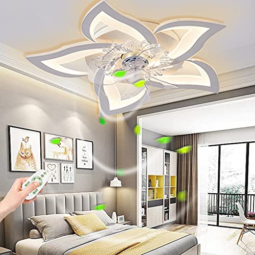 COOYO Deckenventilator Mit Beleuchtung LED Modern Fan Deckenleuchte Blütenform Leise Kreativität Ventilator Deckenlampe Kinderzimmer Fernbedienung Dimmbar Acryl Kronleuchter Wohnzimmer Esszimmer