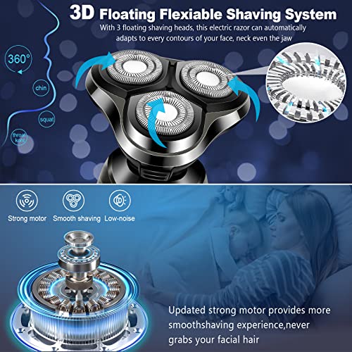 Handsomeface Electric Shaver, Mens Electric Razor, 4 In 1 Dry Wet Waterproof Rotary Shaver Razors, Cordless Face Shaver Usb Rechargeable For Shaving Traveling Gift For Dad #TOP3