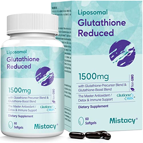 Liposomal Glutathione 1500 MG | Highest Absorption | Pure Reduced Glutathione Supplement Total 2400 MG | L-Glutathione (GSH) Supplement for Immune, Liver, Detox, Antioxidants, Non-GMO | 60 Softgels