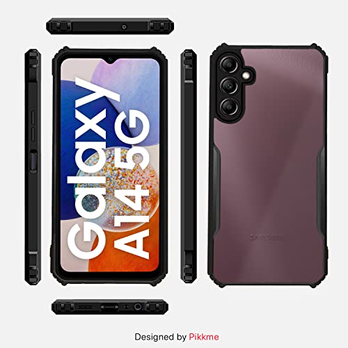 Image of Pikkme Samsung Galaxy A14 4G / A14 5G Back Cover | Crystal Clear Transparent Back | Ultra Hyrbid | Full Camera Protection | Raised Edge | Bumper Back Case (Plastic, Black)