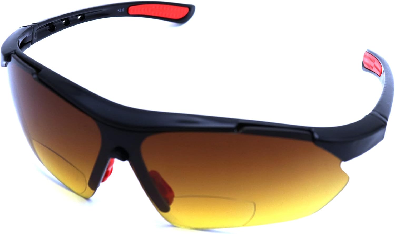 ColorViper Sports Double Injection Readers Flexie Reading Glasses size and color very (z2 shiny black red / anti glare BiFocal, 2.00)