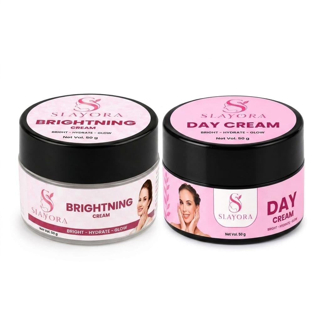 day cream & brightening cream combo for women – daily skincare kit with niacinamide, vitamin c, kojic acid, hyaluronic acid – brightening, hydrating & glowing skin – paraben free – (50g + 50g)