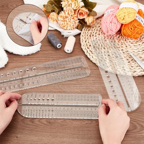 Règle chaussettes crochet mesure taille acrylique transparent 30cm