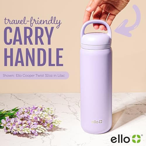 Ello Cooper Twist 18oz Kids Stainless Steel Water Bottle with Chug Lid | Leak Proof Double Walled and Vacuum Insulated | Fits Car Cupholder | Built in Carry Loop | Dishwasher Safe | Antigua - 1