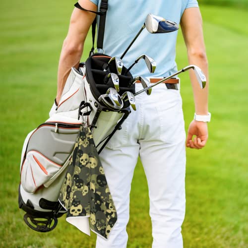 Golf Towel, Green Camouflage Skull Printed Microfiber Golf Towels For Golf Bags With Clip Golfer Funny Golf Gift For Men Women 15X24In #TOP5